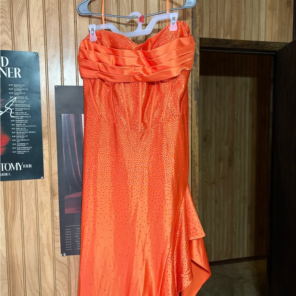 Vibrant Strapless Orange Dress